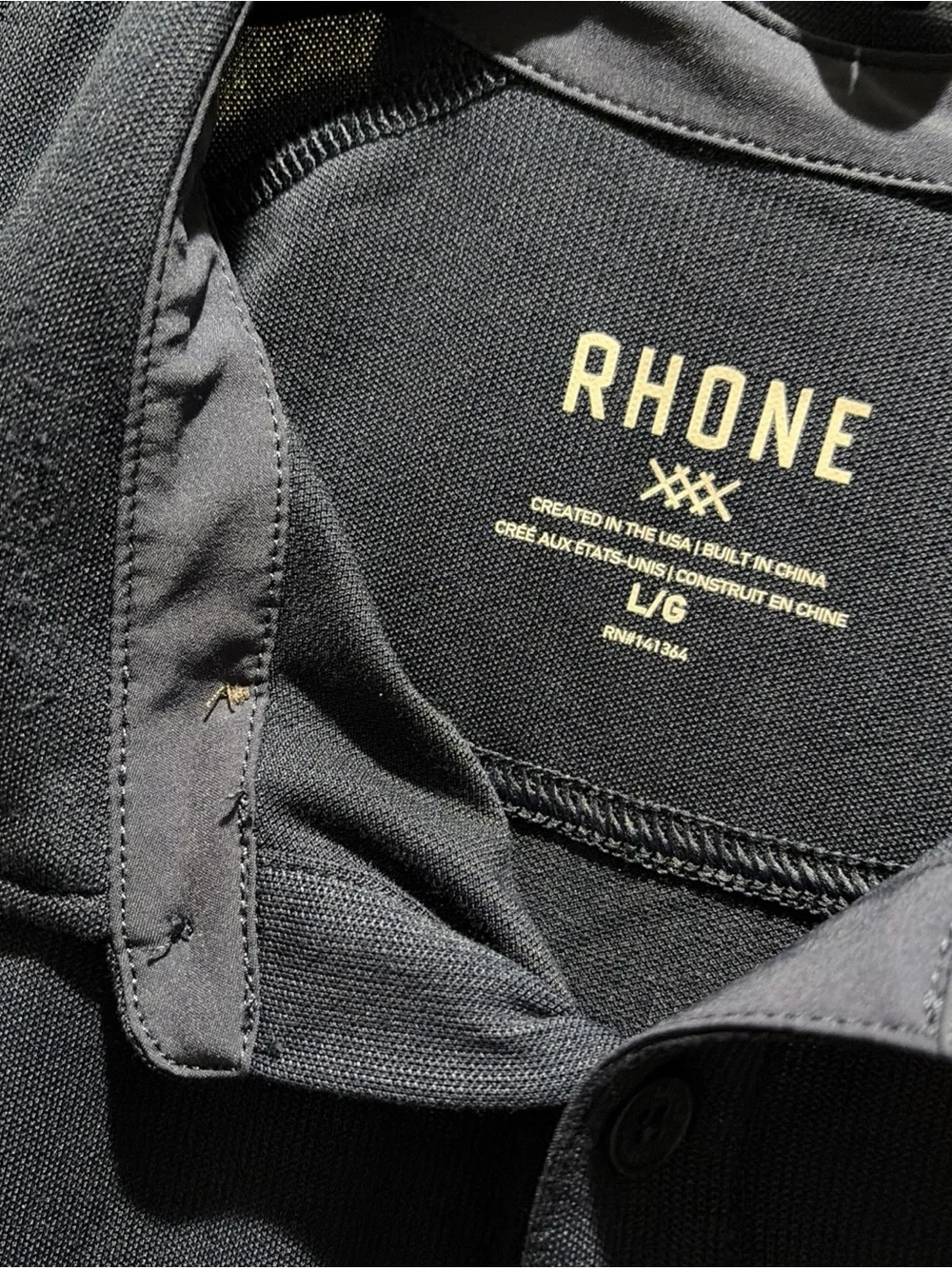 Rhone Men's Navy Polo Size Large
